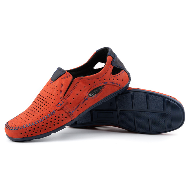 Pánské letní kožené mokasíny 91K červená