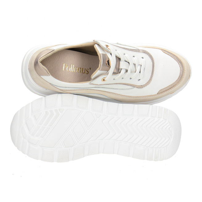 Pollonus dámské kožené polobotky white+gold 5-1721-001