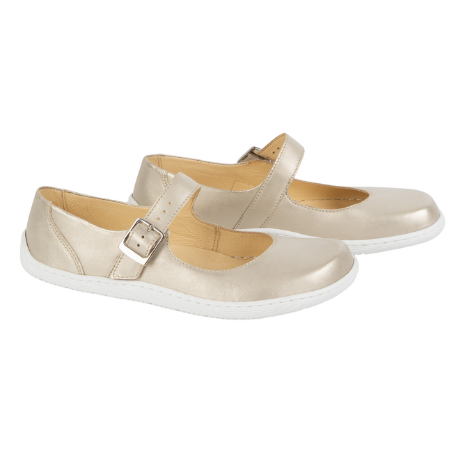 Olivier 1286 dámské barefoot baleríny - kožené boty s přezkou pro každodenní nošení a elegantní styling zlaté barvy