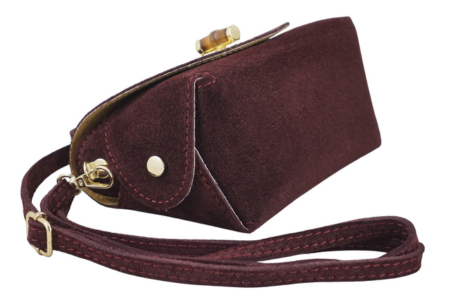 Malá semišová společenská kabelka - bordó
