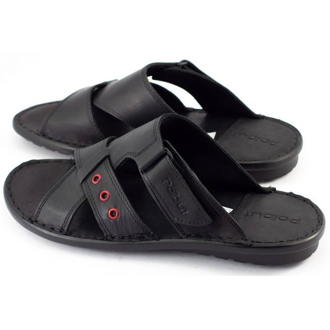 Pánské kožené žabky SA05 black