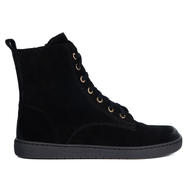 Buty damskie barefoot zimowe skórzane Olivier Liv 1303 ocieplane czarne nubuk