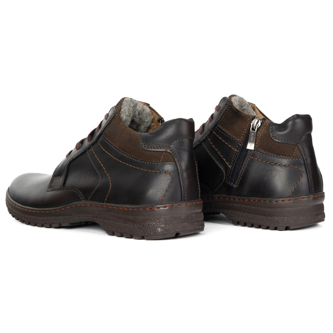 Buty męskie skórzane zimowe ocieplane KOMODO 907K trzewiki na zamek