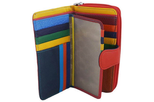 Dámská barevná kožená peněženka - červená