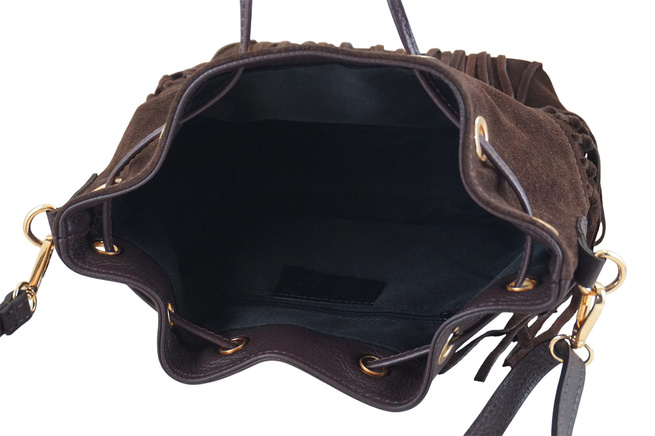 Torebka skórzana boho style - Brązowa ciemna