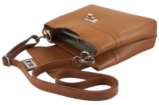 Torebka damska skórzana crossbody Różowa pudrowa