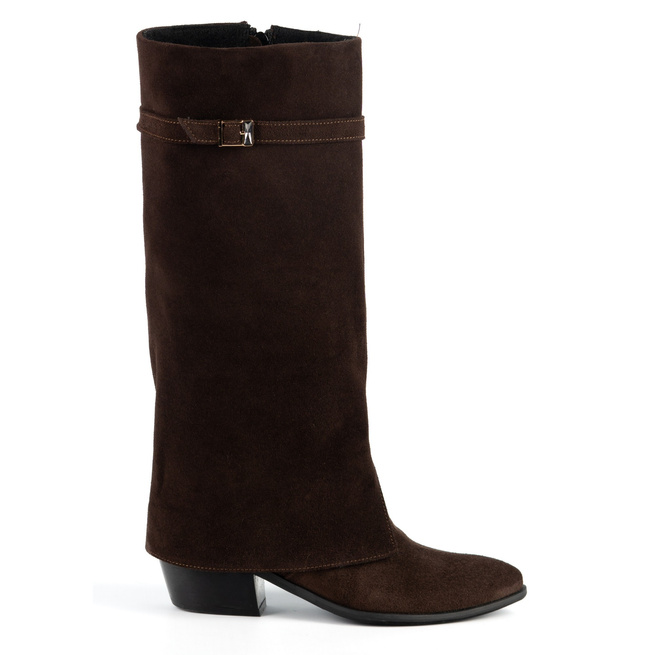 Olivier Parker - Dámské semišové kozačky nad kolena s nízkým podpatkem