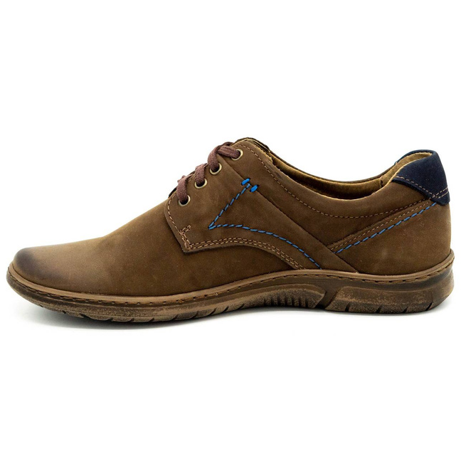 Buty męskie skórzane casual 858K brązowe