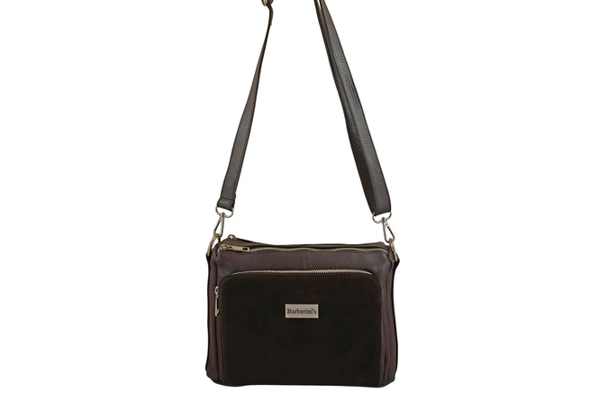 Codzienna torebka ze skóry naturalnej z zamszem - Brązowa ciemna