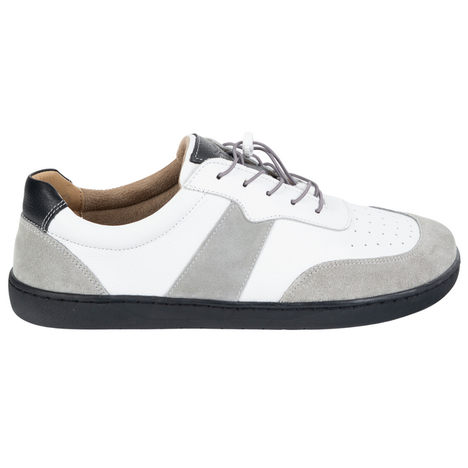 Dámská kožená obuv ARIA BAREFOOT MINIMALISTIC WIDE bílá s šedou 103MP