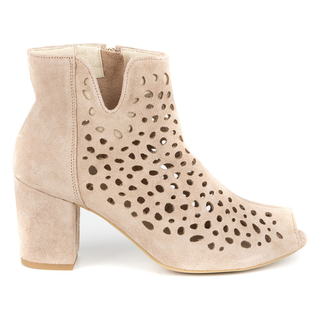 Dámské prolamované kožené kozačky 1184 powder pink