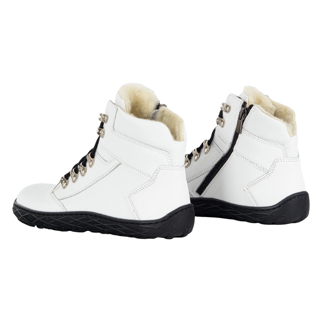 Buty damskie barefoot zimowe skórzane Olivier Astrid ocieplane wełną naturalną białe