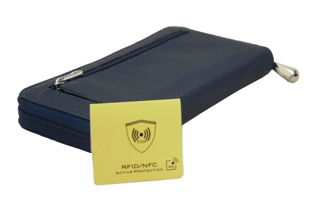 Kožená peněženka s ochranou RFID - námořnická modř