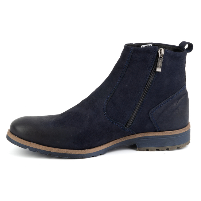 Pánské zimní kožené boty 924K navy blue