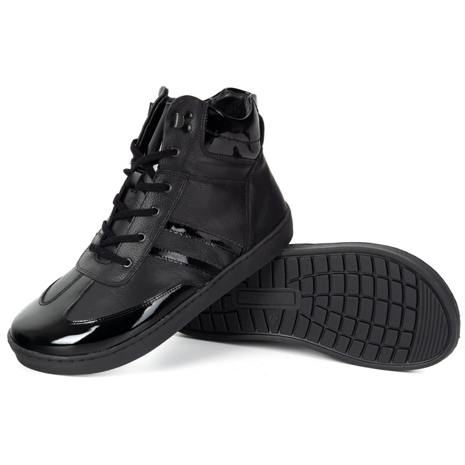 Skórzane buty BAREFOOT damskie zimowe 201MP ocieplane z naturalnej skóry czarne