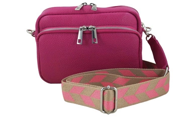 Torebka damska z ozdobnym paskiem - Fuksja