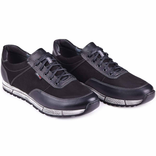 Buty męskie skórzane SPORT STYLE sznurowane POLSKIE 31/3 czarne