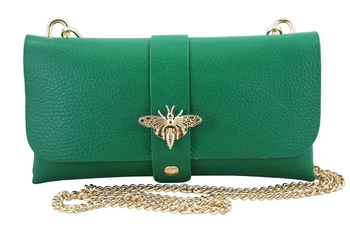 Torebka kopertówka ze złotym łańcuszkiem zielona