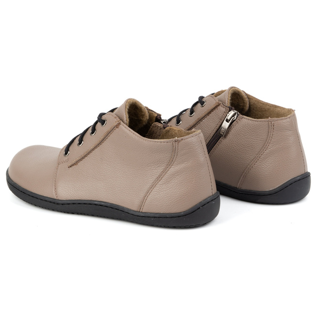 BAREFOOT dámská lehce zateplená kožená kotníková obuv se zipem 787 béžová