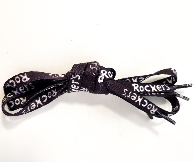 Czarne sznurowadła z białym nadrukiem Rockers 