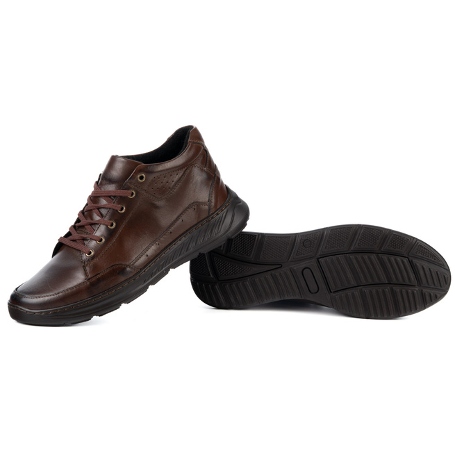 Trzewiki męskie ocieplane do kostki 968MA brązowe sznurowane