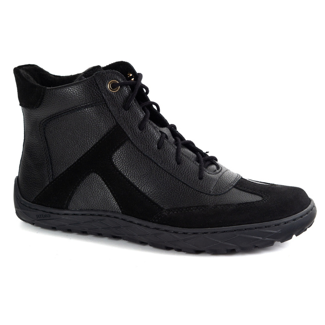 Buty damskie barefoot skórzane zimowe minimalistyczne 1294 czarne