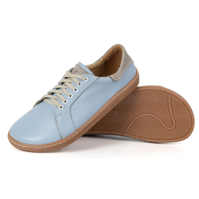 Aura: Jasnoniebieskie Damskie Buty Barefoot | Casualowe Sneakersy Skórzane, Szeroki Toe Box