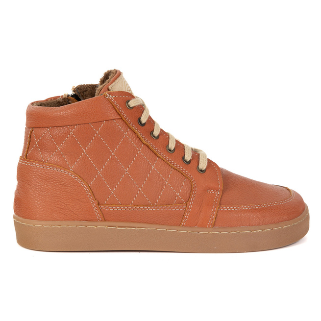 Buty damskie zimowe barefoot skórzane Z-B05 rude – ocieplane, zero-drop, szeroki przód