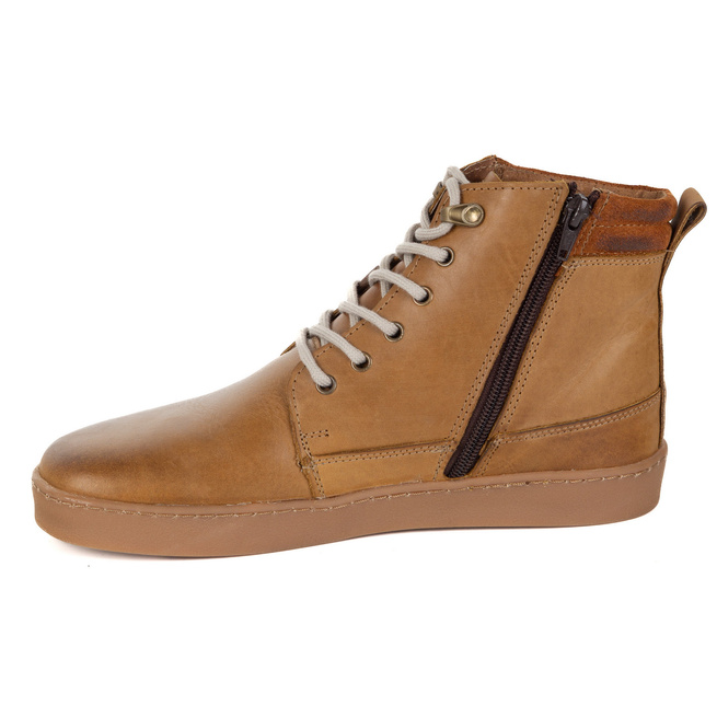 Buty męskie barefoot zimowe skórzane ocieplane szerokie 755MP rude