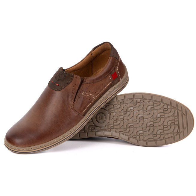 Buty wsuwane męskie ze skóry POLSKIE 800K brązowe