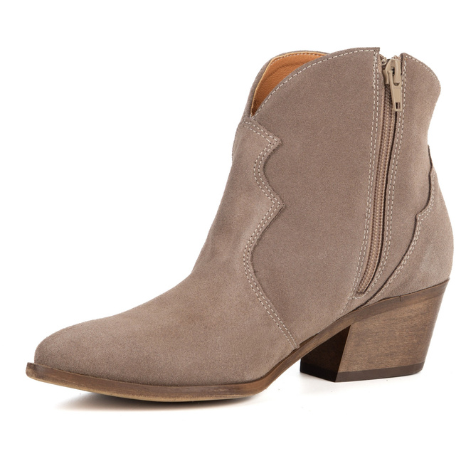 Olivier Monroe – damskie botki kowbojki skórzane zamszowe