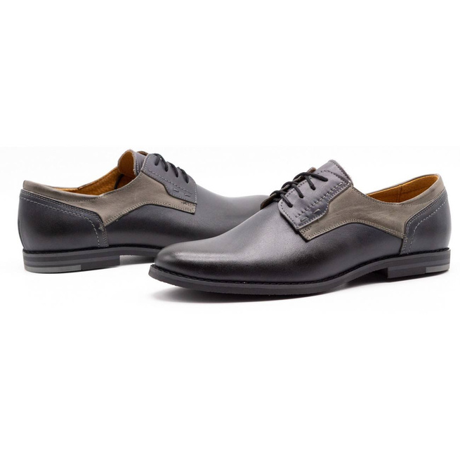 Buty wizytowe skórzane 1033 szare