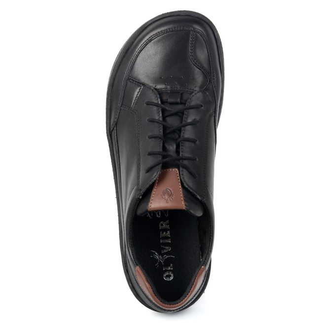 Buty męskie casual skórzane sznurowane BAREFOOT FRIENDLY 1289 czarne