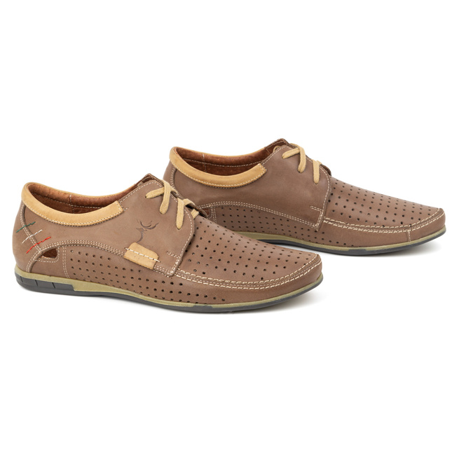 Pánská letní kožená prolamovaná obuv 563 hnědá