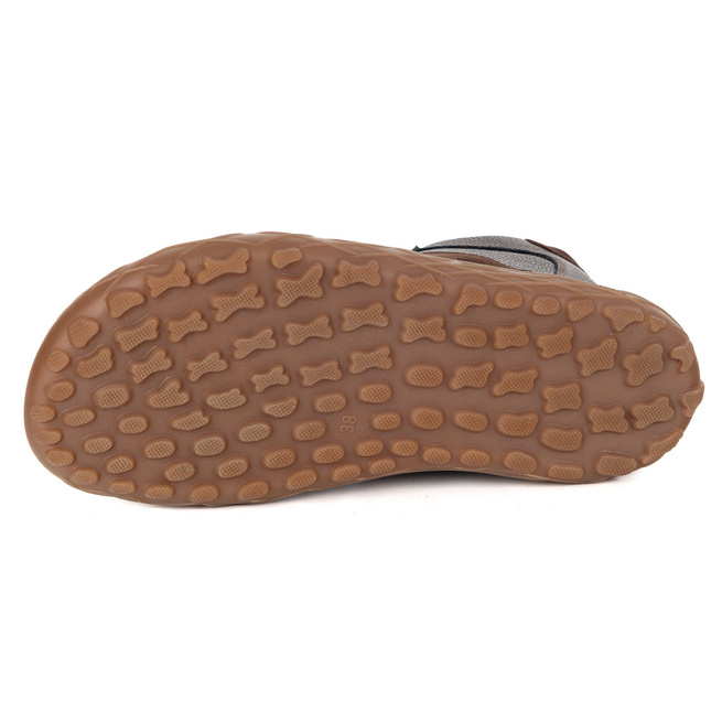 Damskie minimalistyczne botki barefoot skórzane zimowe 1294 brązowe