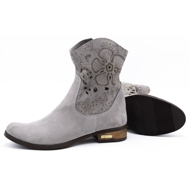 Dámské semišové prolamované boty Jess light grey