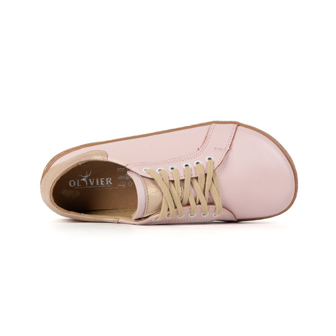 Aura: Różowe Damskie Barefoot Sneakersy Skórzane | Modne Buty Minimalistyczne, Zerowy Drop