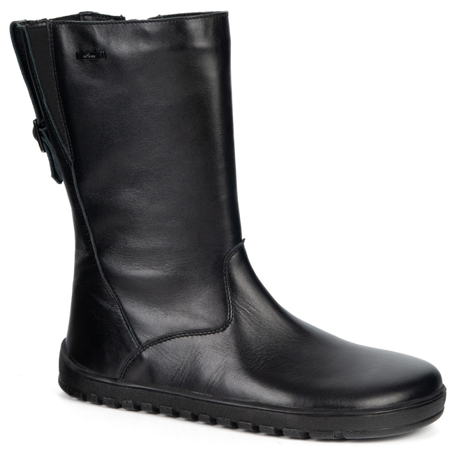 Barefoot Vivian kožené polobotky zimní podrážka nulová kapka černá tvář