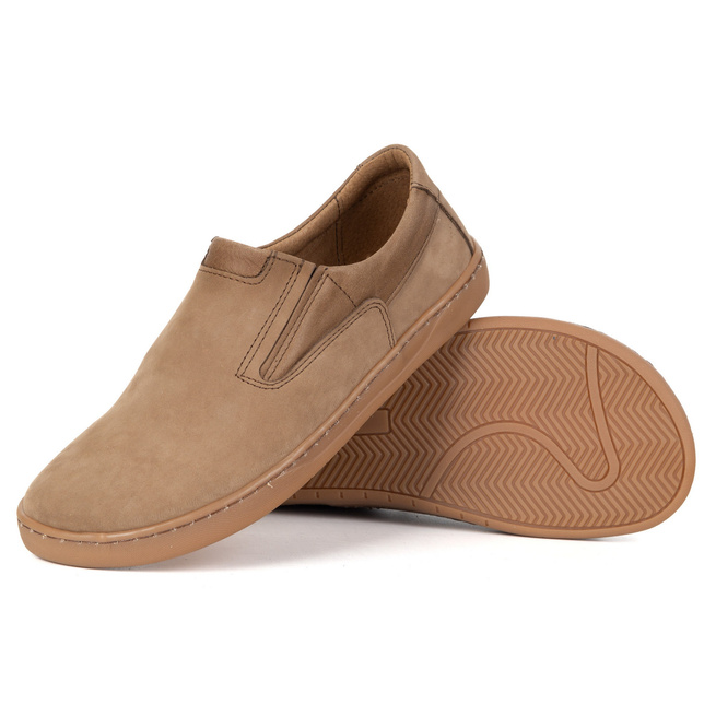 Buty BAREFOOT skórzane czarne męskie 75KZ jasny brąz