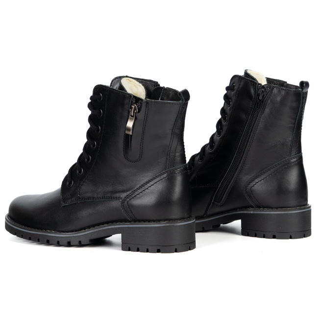 Dámské kožené boty Lauren zateplené vlnou černé