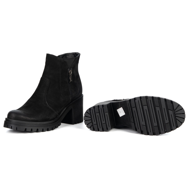 Olivier Peyton - kožené boty se stabilním podpatkem 6,5 cm Polská obuv přírodní kůže černá