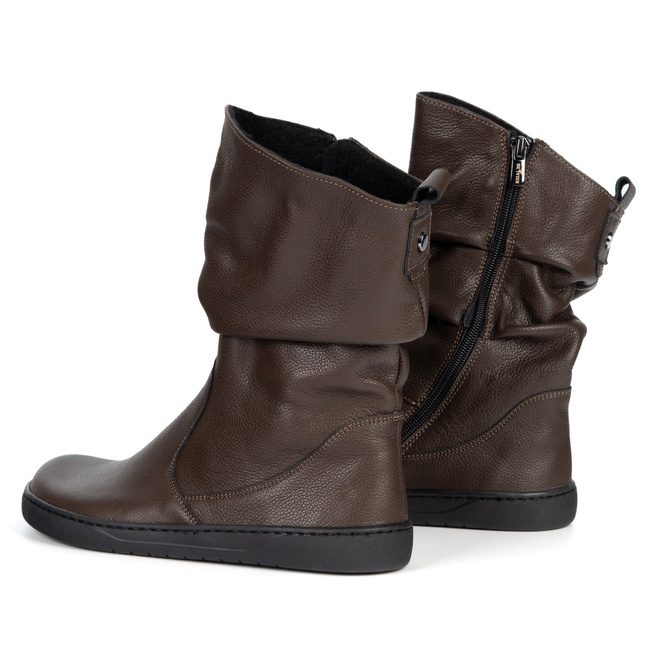 Dámské boty BAREFOOT zateplené kožené Freja Polish brown face