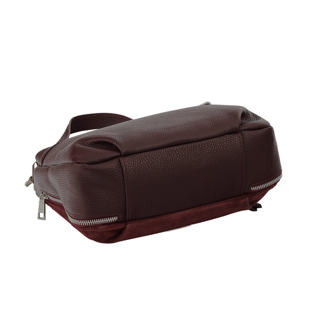 Kožená kabelka se semišovým akcentem - bordó