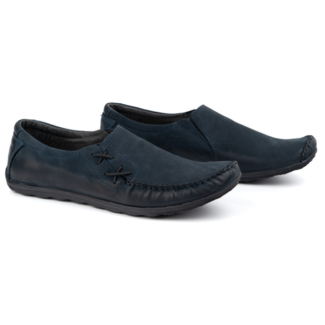 Pánské kožené nazouvací mokasíny 306KZ navy blue