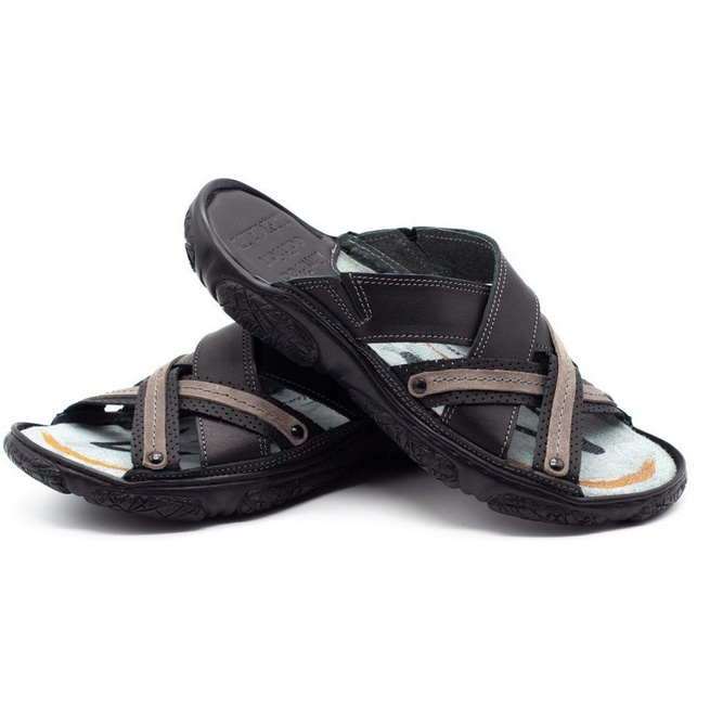 Pánské kožené žabky 1654 black