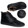 Damskie buty barefoot zimowe skórzane ZB04 ocieplane obuwie minimalistyczne czarne fala
