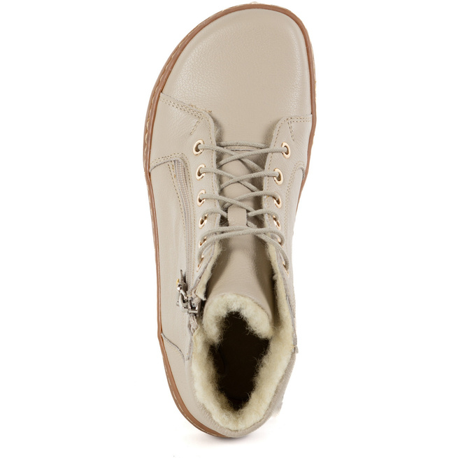 Damskie minimalistyczne buty skórzane zimowe barefoot 1293 beż 