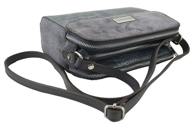 Stylová tříkomorová crossbody kabelka - tmavě zelená