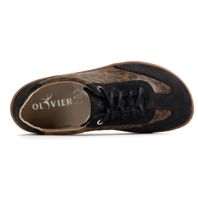 Buty BAREFOOT damskie skórzane minimalistyczne 1287 czarny nubuk panterka