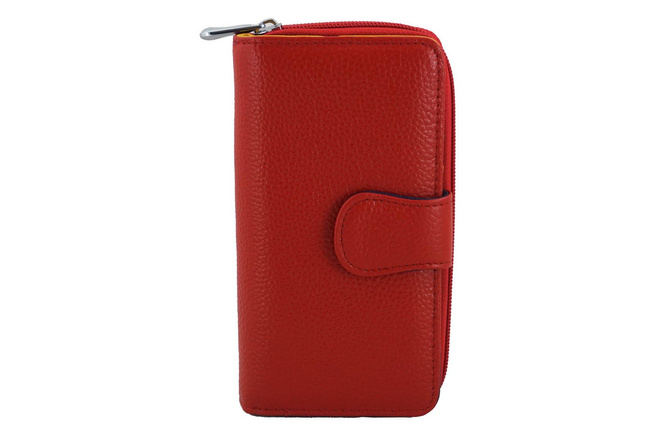 Dámská barevná kožená peněženka - červená